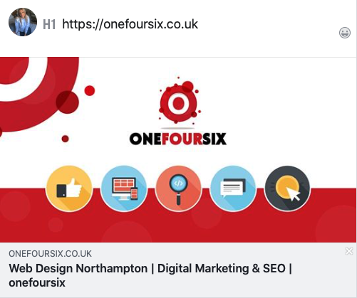 how your featured image will look when sharing on Facebook onefoursix marketing agency northampton